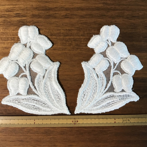 1組(2枚) ◇ すずらん ◇ モチーフレース ◇ 日本製 ◇ M-lace-No,003