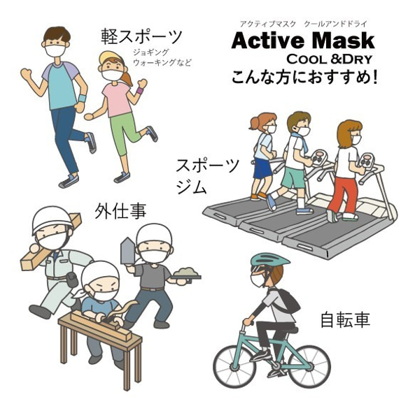 Active Mask   cool&dry ジム　軽スポーツ　 7枚目の画像