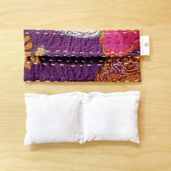 【Creema限定】和温香-waonko-　アイピロー(カバー付)　インド産カンタ刺繍：紫　 2枚目の画像