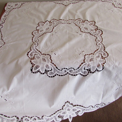 アンティーク　バテンレース　ハンドメイド　テーブルクロス　総レース バテンレーステーブルクロス - アンティークと薔薇雑貨のお店