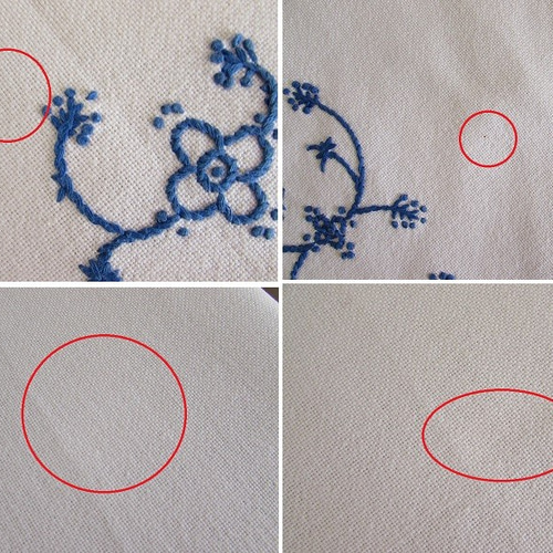刺繍テーブルクロス 青白 ドイツの手仕事/丁寧な青糸手刺繍 サキソニー柄 大判テーブル