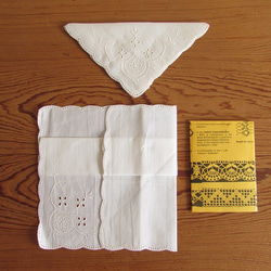 ドイツの手仕事セット/エジング編みハンカチの編み図と生地 キット　(ヴィンテージ・未使用) 2枚目の画像