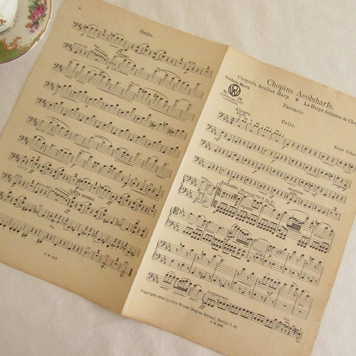 ドイツのアンティーク楽譜 (ヴィンテージ・コラージュ・紙もの・額装