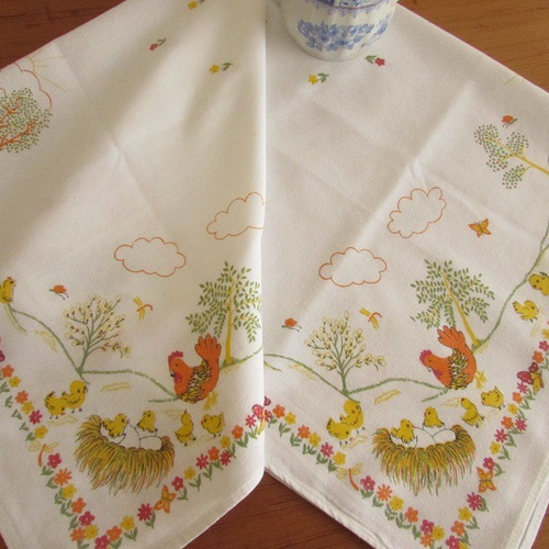 ドイツのヴィンテージ/ ひよこやニワトリがいるのどかな農場の景色