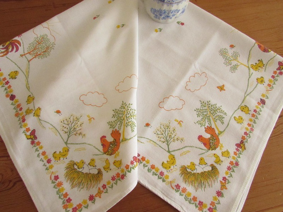 ドイツのヴィンテージ/ ひよこやニワトリがいるのどかな農場の景色