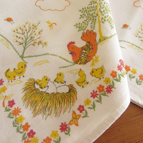 ドイツのヴィンテージ/ ひよこやニワトリがいるのどかな農場の景色