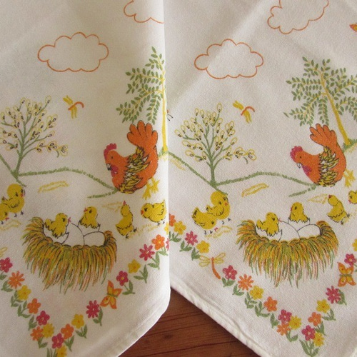 ドイツのヴィンテージ/ ひよこやニワトリがいるのどかな農場の景色