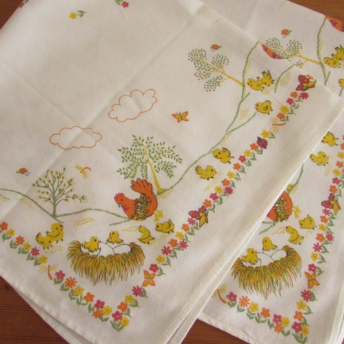 ドイツのヴィンテージ/ ひよこやニワトリがいるのどかな農場の景色