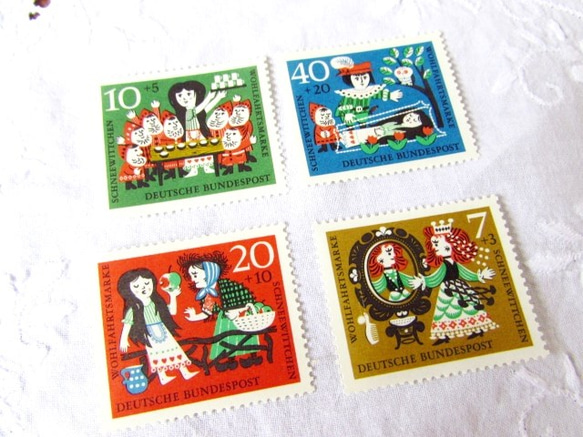 ドイツの古切手/1962年グリム童話・白雪姫の切手 その他素材