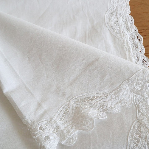 ドイツのヴィンテージ/大判167x126㎝ バテンレースがたっぷり