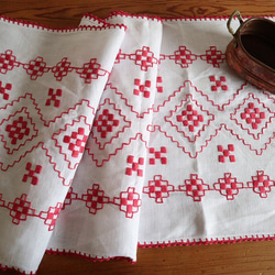 1950年代 イタリア空軍 テーブルクロスとナプキンセット 刺繍 長方形)(特大)(ナプキン12枚付)フランス アンティーク コットン