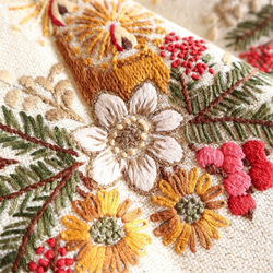 ドイツの手仕事☆クリスマス お花に囲まれた素敵なキャンドルリースの手刺繍 テーブルクロス 未使用品 (ヴィンテージ) 7枚目の画像