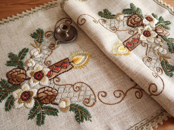 ドイツの手仕事☆クリスマスローズや松ぼっくりが飾られた華やかな