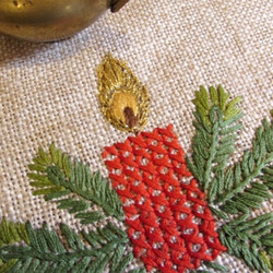 ★ドイツの手仕事★クリスマス★赤いキャンドルリース手刺繍入り星型テーブルマット 8枚目の画像