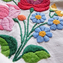ハンガリーの手仕事/華やかなカロチャ刺繍と透かし模様の大きめ