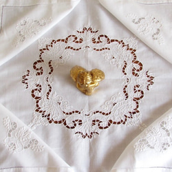 フランスの手仕事/華やかなリシュリュー手刺繍のテーブルクロス (ヴィンテージ) 2枚目の画像
