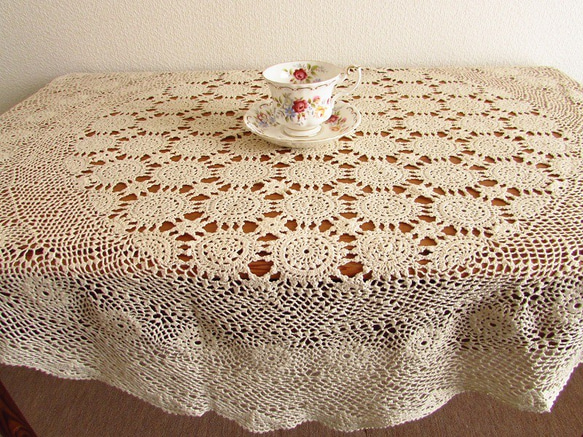 ニードルポイント　レース　テーブルクロス　手編み　ヴィンテージ ニードルポイント レース テーブルクロス 手編み ヴィンテージ