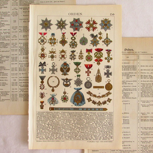 ドイツ【勲章とメダル】アンティーク・リトグラフ 1911年 (印刷物