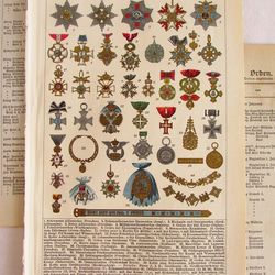 ドイツ【勲章とメダル】アンティーク・リトグラフ 1911年 (印刷物