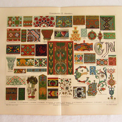 ドイツ【中世の装飾模様サンプル】アンティーク・リトグラフ 1905年