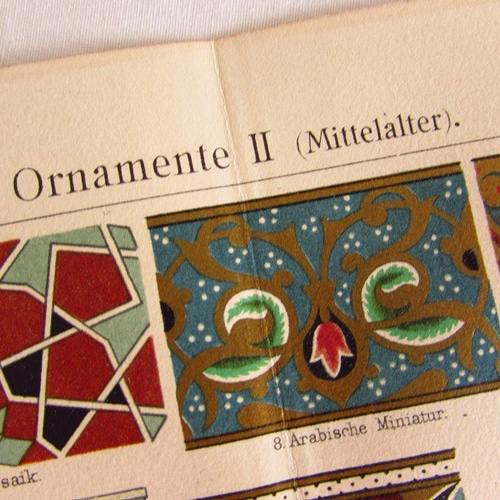ドイツ【中世の装飾模様サンプル】アンティーク・リトグラフ 1905年