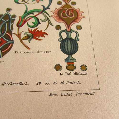 ドイツ【中世の装飾模様サンプル】アンティーク・リトグラフ 1905年
