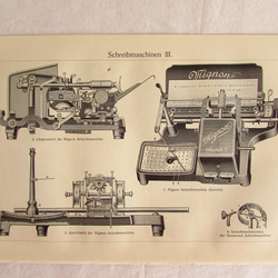 ドイツ【タイプライター】アンティーク・リトグラフ 1905年　(印刷物/ディスプレイ・装飾) 2枚目の画像
