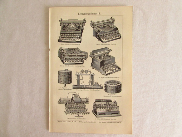 ドイツ【タイプライター】アンティーク・リトグラフ 1905年　(印刷物/ディスプレイ・装飾) 3枚目の画像