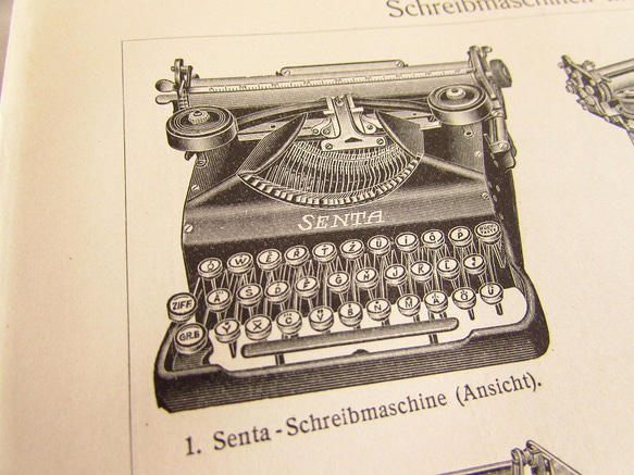 ドイツ【タイプライター】アンティーク・リトグラフ 1905年　(印刷物/ディスプレイ・装飾) 5枚目の画像