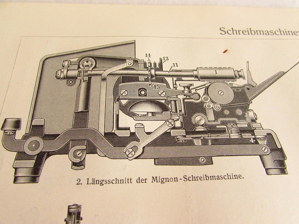 ドイツ【タイプライター】アンティーク・リトグラフ 1905年　(印刷物/ディスプレイ・装飾) 7枚目の画像