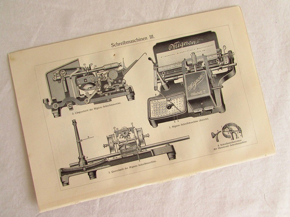 ドイツ【タイプライター】アンティーク・リトグラフ 1905年　(印刷物/ディスプレイ・装飾) 9枚目の画像