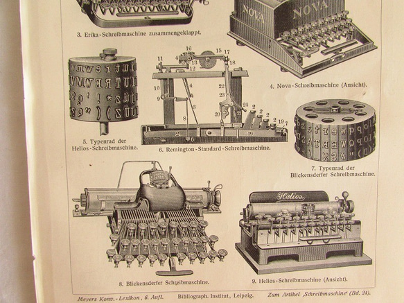 ドイツ【タイプライター】アンティーク・リトグラフ 1905年　(印刷物/ディスプレイ・装飾) 10枚目の画像