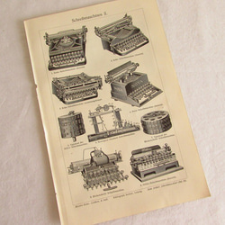 ドイツ【タイプライター】アンティーク・リトグラフ 1905年　(印刷物/ディスプレイ・装飾) 1枚目の画像