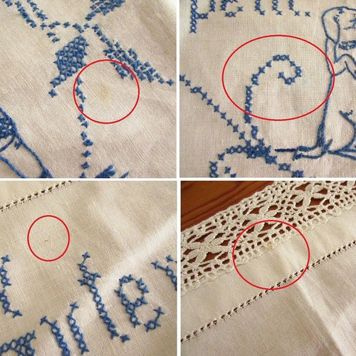 ドイツの手仕事/少年と犬・Guten Appetit 手刺繍入り クロス