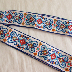 ドイツのヴィンテージ リボン 1970年 ブルーのハート デッドストック（手芸素材・テープ・ブレード・刺繍リボン） 4枚目の画像