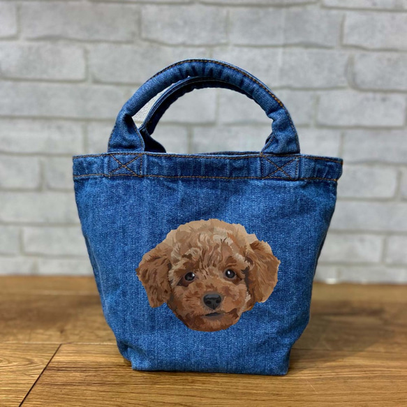 オリジナル ミニデニムトートバック トイプードル 犬 dog トートバッグ