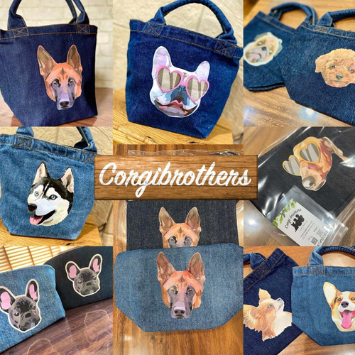 オリジナル ミニデニムトートバック トイプードル 犬 dog トートバッグ