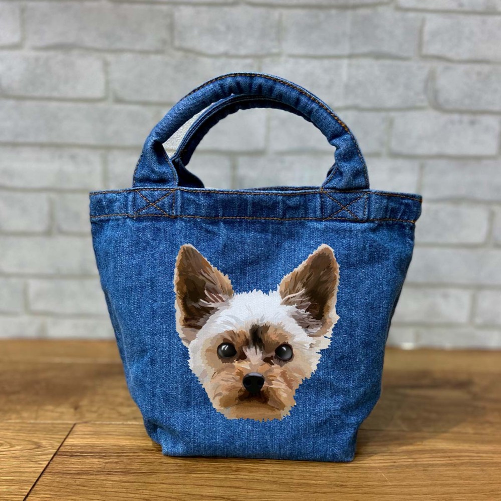 オリジナル ミニデニムトートバック ヨークシャテリア 犬 dog トート