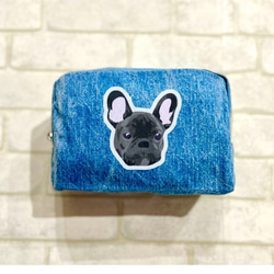 コーギーブラザーズ　オリジナルデニム ポーチ フレンチブルドッグ　犬 　dog 1枚目の画像