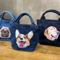 オリジナル ミニデニムトートバッグ コーギー 犬 dog 2枚目の画像