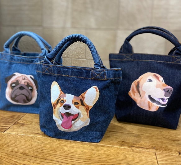 オリジナル ミニデニムトートバッグ コーギー 犬 dog 2枚目の画像