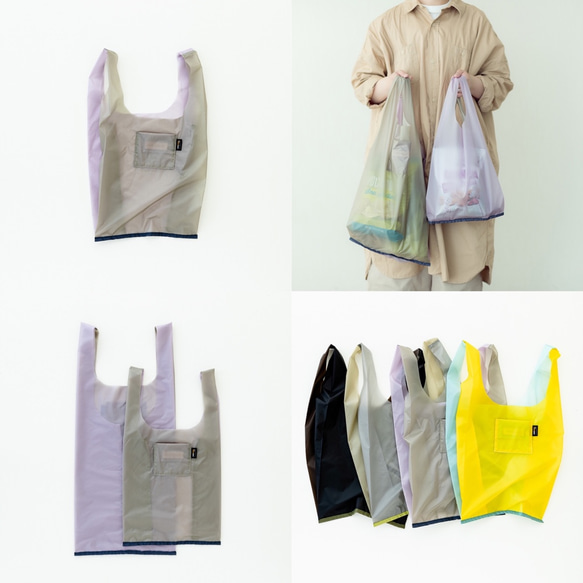 折疊M色&lt;Lavender x Greige&gt;雙色環保袋的兩種方法防水且輕便 第3張的照片