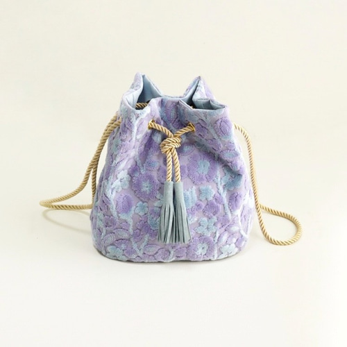 金華山巾着 ＜紫陽花色の花蕾＞ 2Way ショルダー バッグ パイルジャ