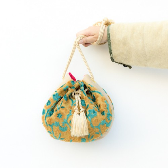 Creema Limited聖誕禮物♪栗色抽繩和小袋套裝&lt;Kinka San Emerald的花蕾&gt; 第2張的照片