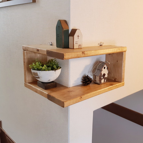 コーナーシェルフ・ラック☆Bタイプ☆人気のナチュラルカラー 壁掛け