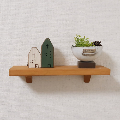 ハンドメイド　木製 ウォールシェルフ 壁掛け棚 飾り棚 【48㎝】 幅40センチ ウォールラック ウォールシェルフ 木製 壁掛け棚 壁掛け