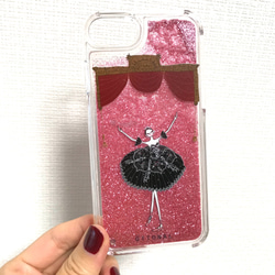 (iPhone)プリマ黒　グリッターケース（ピンク） 5枚目の画像