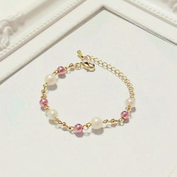 ローズパールの華やかブレスレット 1枚目の画像