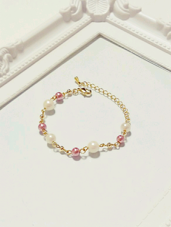 ローズパールの華やかブレスレット 1枚目の画像