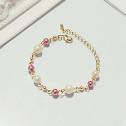 ローズパールの華やかブレスレット 2枚目の画像